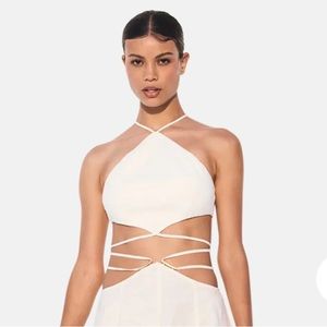 Cult Gaia Drew Linen Halter Top